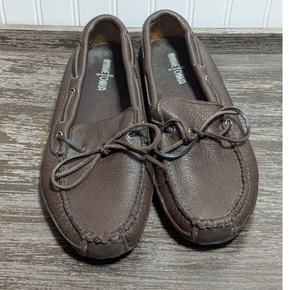 Minnetonka Men\'s Brown Leather Comfort Slip On Driving Moccasin Size 10.5 main image 6